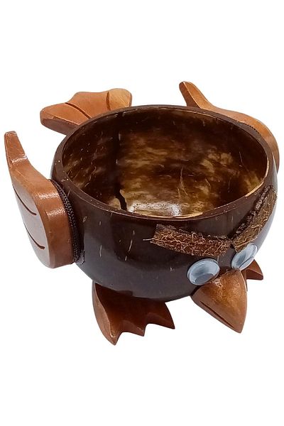 Dünyadan Hediyeler Coconut Coconut Owl Bowl Footed Coconut Sugar Bowl