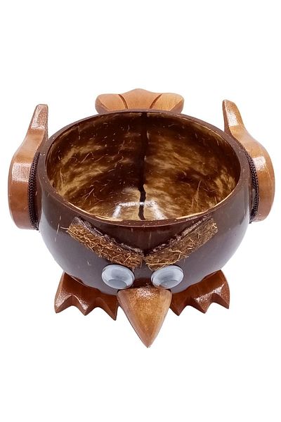 Dünyadan Hediyeler Coconut Coconut Owl Bowl Footed Coconut Sugar Bowl