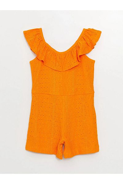 LC Waikiki Lcw Kids V-Neck Fisto Detailed Girl's Jumpsuit