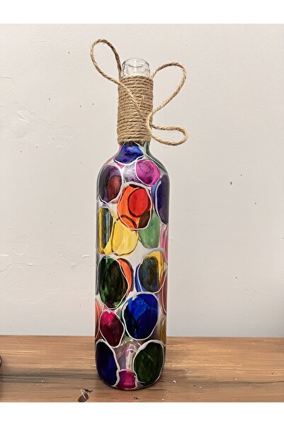 Mes Reves Renkli Vitray Cam Salon Bar Bahçe Dekoru Şarap Şişesi