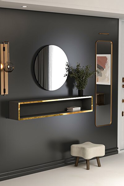 Givayo Mobilya Lee's Dresuar Duvara Monte Antrasit Altın 123 Cm