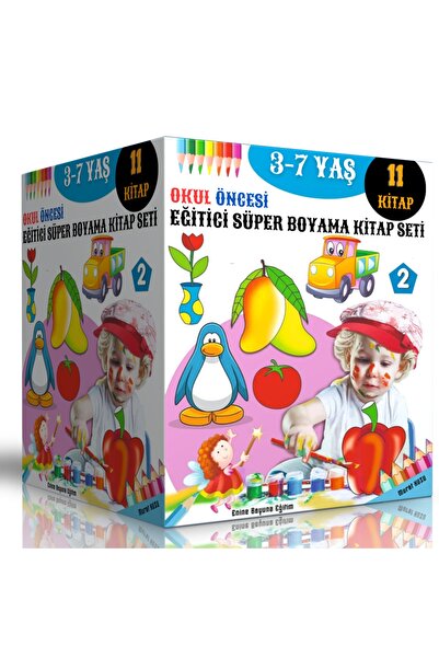 Enine Boyuna Eğitim Preschool Educational Super Coloring Book Set (11 Books)