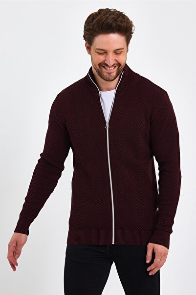 Matte Cologne Zippered Knitwear Cardigan