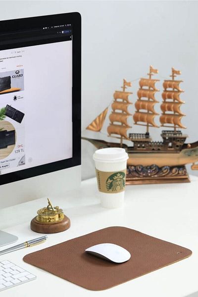 GUARD Tan Leather Mouse Pad 30 X 27 Cm