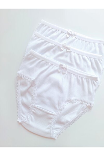 ÇebiKids Girl's 100% Cotton Ribbed White Panties/slips