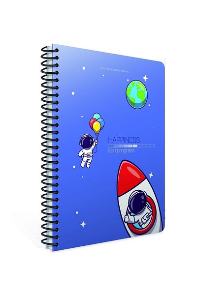 Gıpta Happiness Spiral Cardboard Cover A5 80 Sheets Lined Notebook and 1 Astranot Pen