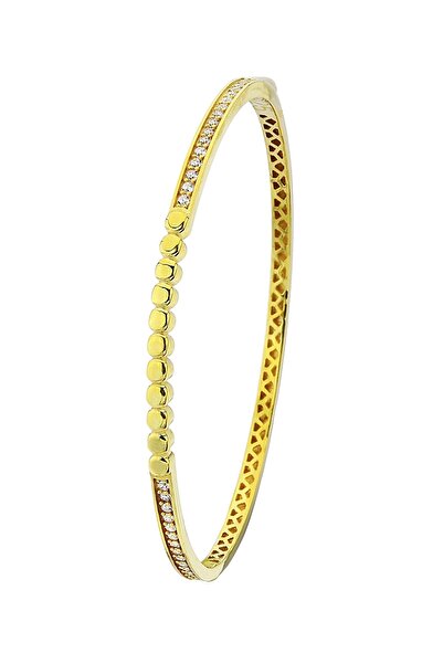 Argentum Concept 18k Altın Kaplamalı 925 Ayar Gümüş Zirkon Taşlı Kelepçe Bile...