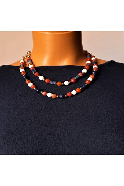 Asteria Elite قلادة من العقيق اللازورد بصفين من الطاقة الحكيمة والحماية من عي...