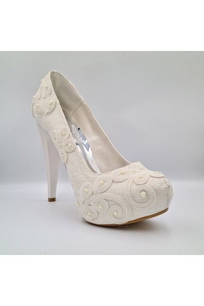 PUNTO 6053 Pearl Color Platform (3cm) Heeled (12cm) Women's Evening Bridal Shoes