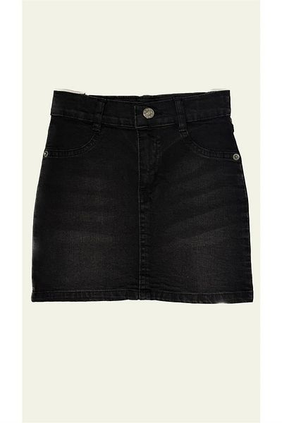 minny max Fustă de blugi neagră pulverizată din țesătură denim cu talie elastică reglabilă