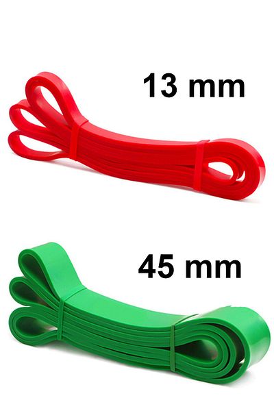 Jet مجموعة 2 Li Resistance Powerband Power Band مجموعة مقاومة للتمارين الرياضية القرفصاء 45 مم + 13 مم أخضر-أحمر