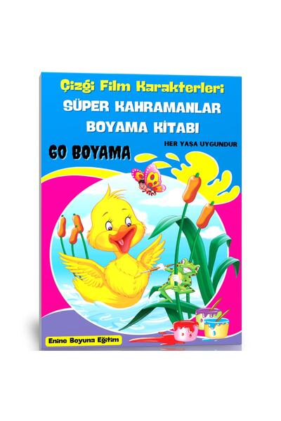 Enine Boyuna Eğitim Super Heroes Coloring Book (Cartoon Characters)