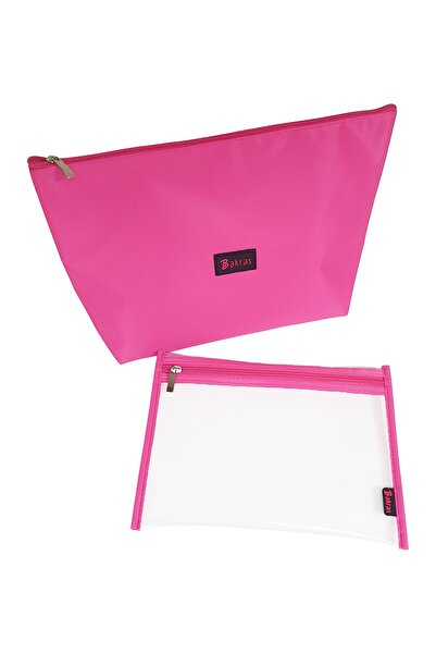 Bakras Set of 3 Large Size Transparent Beach Bags - Transparent/pink