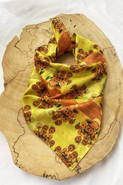 MODAZEY Sunflower Desenli Fular (55 CM*55 CM)