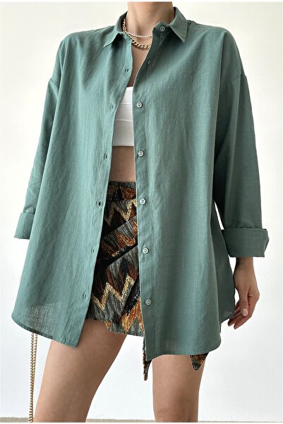 Qu Style Düz Gömlek Haki