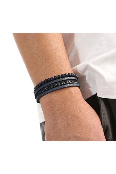 OSMANLI GÜMÜŞ Men's Bracelet - Men's Leather Bracelet - Men's Bead Bracelet - Leather and Bead Combination Bracelet