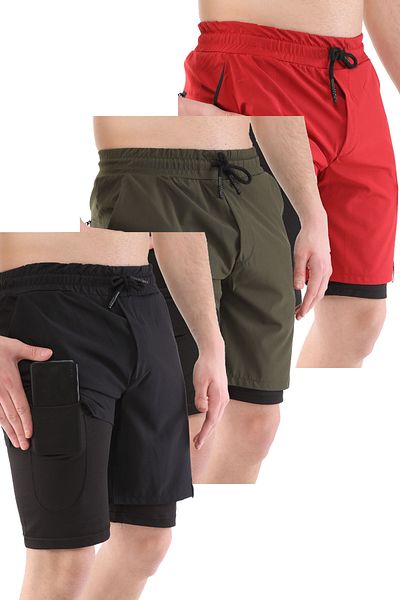 GHASSY CO. Ανδρικά 3 Πακέτα Running Quick Dry Micropoly Training Fitness Κοντό κολάν Αθλητικό σορτς