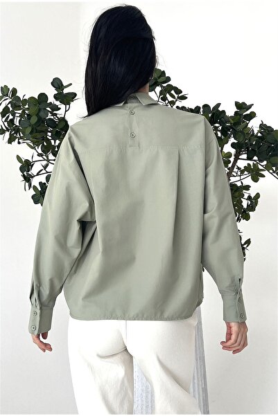 Qu Style Çift Yakalı Gömlek Haki