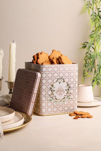 EVLE Er024-u7 Rosy Patterned Square Metal Storage Container 12x12 Cm