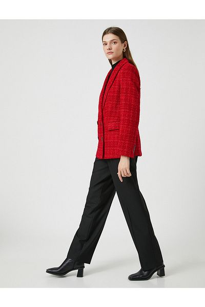 Koton High Waist Straight Leg Trousers