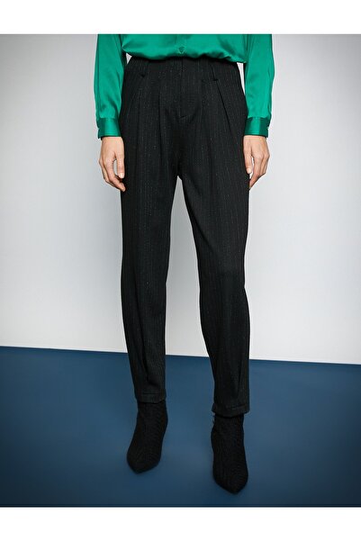 Koton Melis Ağazat X - Simli Pileli Havuç Pantolon