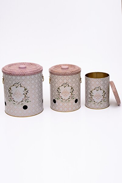 EVLE Metal Patates Soğan Kovası - Sebzelik - Patates Soğanlık Sepeti Sarımsaklık 3lü Set, Rosy Erb29u7