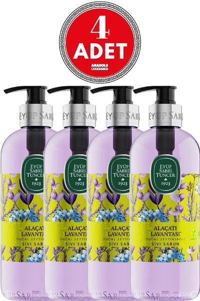 Eyüp Sabri Tuncer Alaçatı Lavantası Doğal Zeytinyağlı Sıvı Sabun 500 Ml 4 Adet