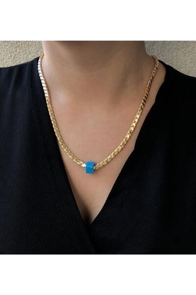 Ceso Accesories Kadın Gold 14 Ayar Altın Kaplama 45 Cm Arpa Zinciri , Pul Zin...