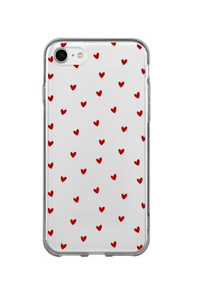 butikcase iPhone 8 Tiny Hearts Slience Transparent Phone Case