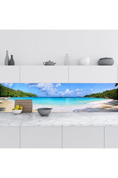 StickerArt Mutfak Tezgah Arası Folyo Fayans Kaplama Folyosu Seyshelles 60x200 Cm
