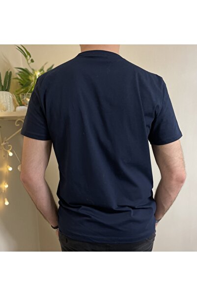 Betimoda Ανδρικό μπλουζάκι με στενή κοπή με λαιμόκοψη με κοντό μανίκι βαμβακερό μπλουζάκι μπλε ναυτικό
