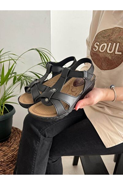 Behtah Kundura Sandale zilnice cu velcro cu talpă ortopedică