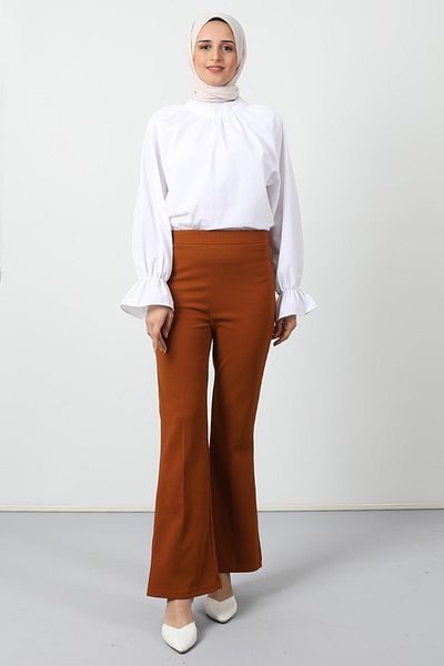 Giza Giyim Elastic Waist Spanish Trousers Mustard