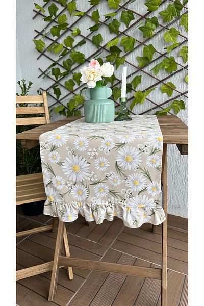Decamor home Χωρίς ανησυχίες, ανθεκτικό στους λεκέδες Vintage Runner με μοτίβο μαργαρίτας