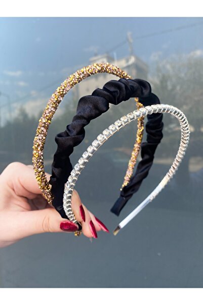 CSR AKSESUAR Set coroană din satin și piatră