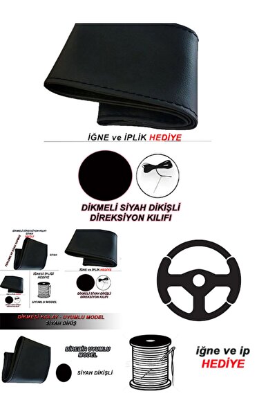 bol bol cesit Fiat Fiorino 2008 Ve Sonrası Uyumlu Deri Direksiyon Kılıfı, Dik...