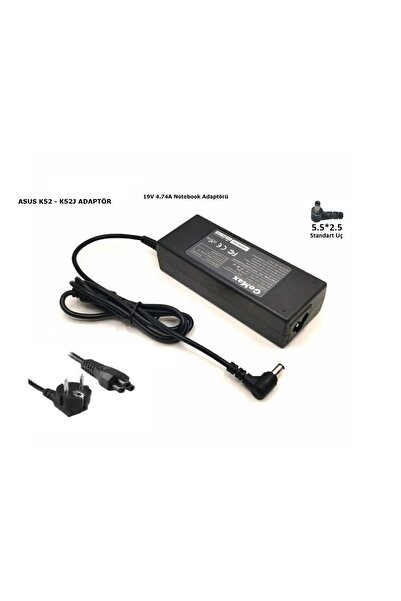 Gomax Asus K52j Adaptör Şarj Aleti 19v 4.74a 5.5*2.5 Adaptör