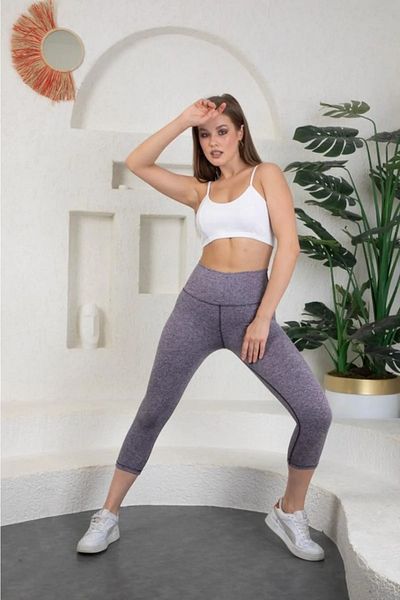 KRAVEN Leggings de yoga sport violet cu corset din Lycra Strict Lock