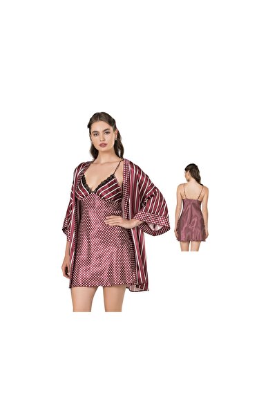 Buqete طقم ثوب نوم قصير من الساتان