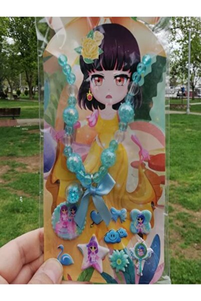 Bluokbeauty Sticker Hediyeli Kız Çocuk Renkli Kolye