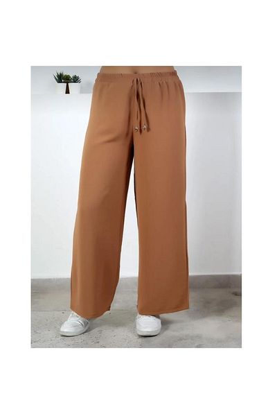FATELLA Women's Elastic Waist Palazzo Aerobin Trousers