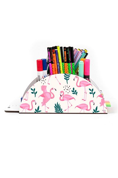 kutuTR Wooden Vip Various Animals Model Rainbow Ruled Desktop Pen Holder Organizer Assembled Boxed