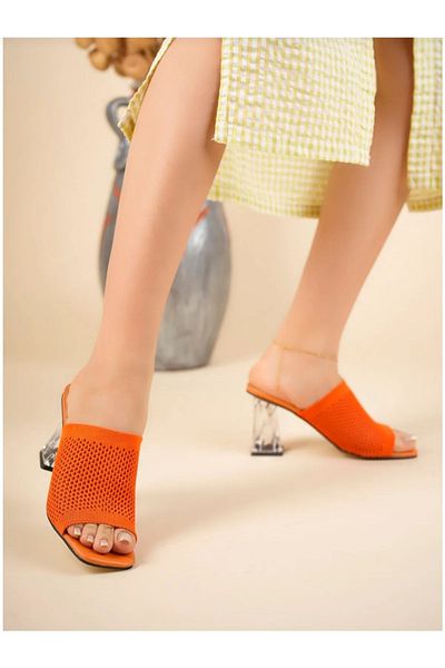 SEREL35SHOES Tocuri Transparente Damă T 8 Cmriko Papuci tricotati Toc