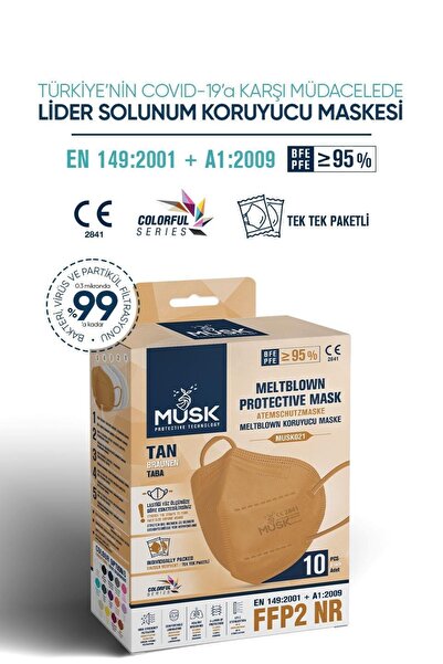 Musk Ffp2 Maske Taba Renk 10 Adet