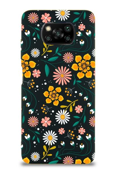 PrintiFy Xiaomi Poco X3 Nfc Uyumlu Lansman Kılıf Çiçek Tasarımlı Içi Kadife K...
