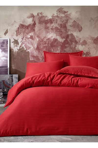 Deneme Zamanı Satin Double Hotel and Household Duvet Cover and 2 Volantless Pillowcases