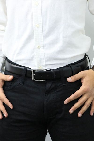 GUARD Genuine Leather Black Classic Men's Belt K-101