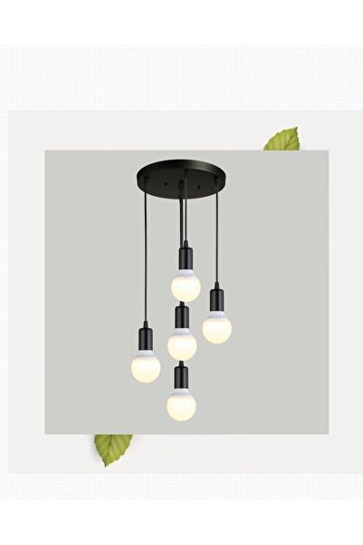 Genel Markalar Rustik 5 Li Avize Siyah