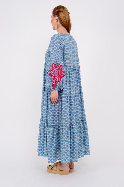 Hazinedan Γυναικείο Κέντημα Λεπτομέρεια Μακρύ Bohemian Hijab Φόρεμα