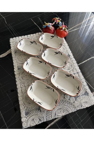 Areyma Zeytindalı Model 6’lı Dikdörtgen Kahvaltı Tabağı